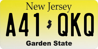NJ license plate A41QKQ