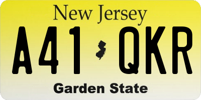 NJ license plate A41QKR