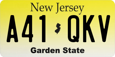 NJ license plate A41QKV