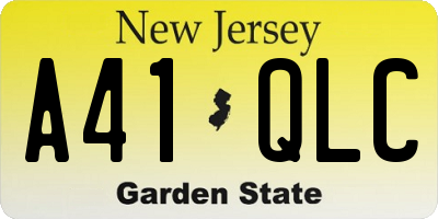 NJ license plate A41QLC