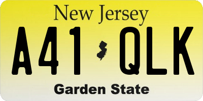 NJ license plate A41QLK