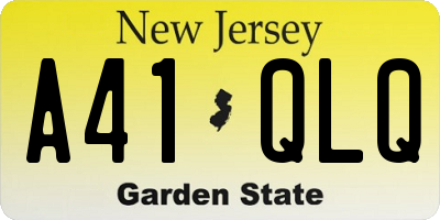 NJ license plate A41QLQ
