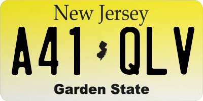 NJ license plate A41QLV