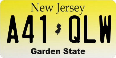 NJ license plate A41QLW