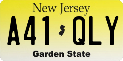 NJ license plate A41QLY