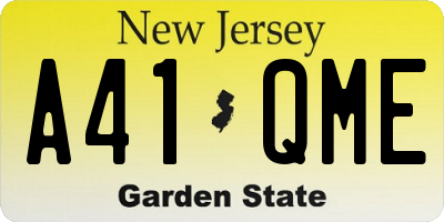 NJ license plate A41QME