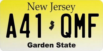 NJ license plate A41QMF