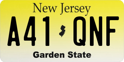 NJ license plate A41QNF