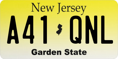 NJ license plate A41QNL