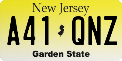 NJ license plate A41QNZ