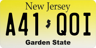 NJ license plate A41QOI
