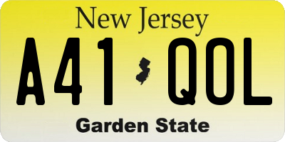 NJ license plate A41QOL
