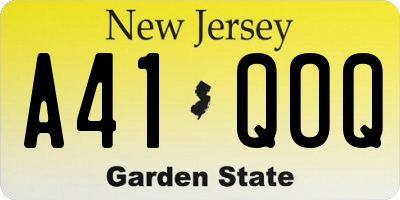 NJ license plate A41QOQ