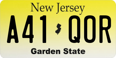 NJ license plate A41QOR