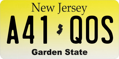 NJ license plate A41QOS