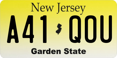 NJ license plate A41QOU