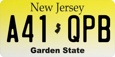 NJ license plate A41QPB