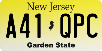 NJ license plate A41QPC