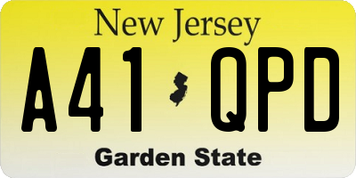 NJ license plate A41QPD