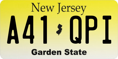 NJ license plate A41QPI