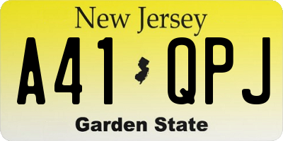 NJ license plate A41QPJ