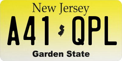 NJ license plate A41QPL