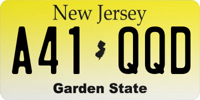 NJ license plate A41QQD