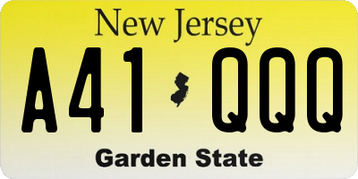 NJ license plate A41QQQ