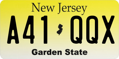 NJ license plate A41QQX