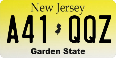 NJ license plate A41QQZ