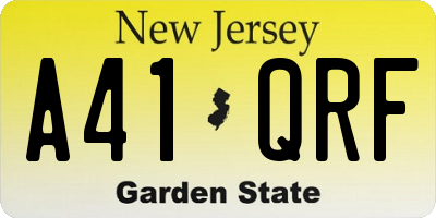 NJ license plate A41QRF