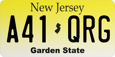 NJ license plate A41QRG