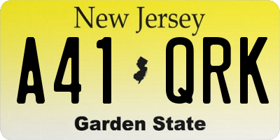 NJ license plate A41QRK
