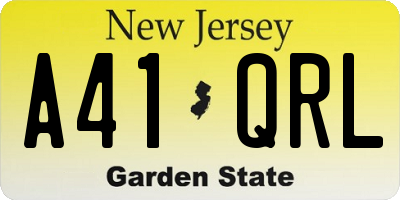 NJ license plate A41QRL