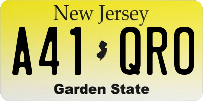 NJ license plate A41QRO