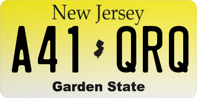 NJ license plate A41QRQ
