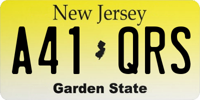 NJ license plate A41QRS
