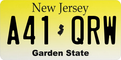 NJ license plate A41QRW