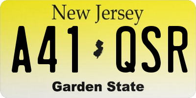 NJ license plate A41QSR