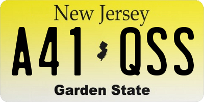 NJ license plate A41QSS