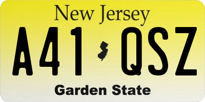 NJ license plate A41QSZ