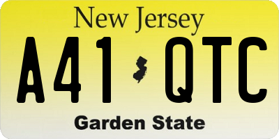 NJ license plate A41QTC