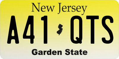 NJ license plate A41QTS