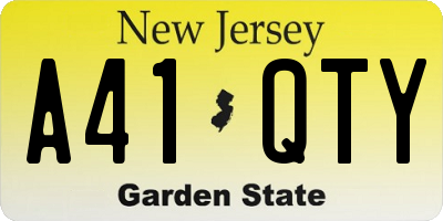 NJ license plate A41QTY