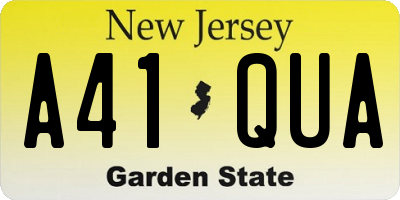 NJ license plate A41QUA