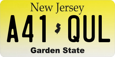 NJ license plate A41QUL