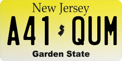 NJ license plate A41QUM