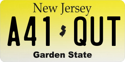 NJ license plate A41QUT