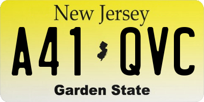 NJ license plate A41QVC
