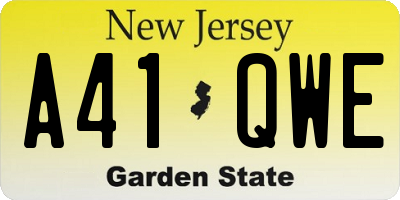 NJ license plate A41QWE